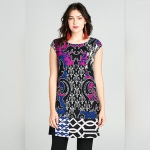 SZ4 Joseph Ribkoff Multicolor Patterned Mini Dress Style Tunic